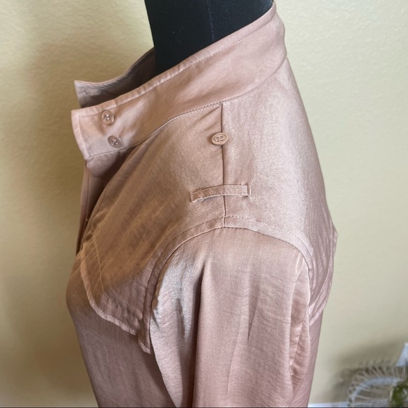 Button-down Silky Camel Blouse - Picture 4 of 9